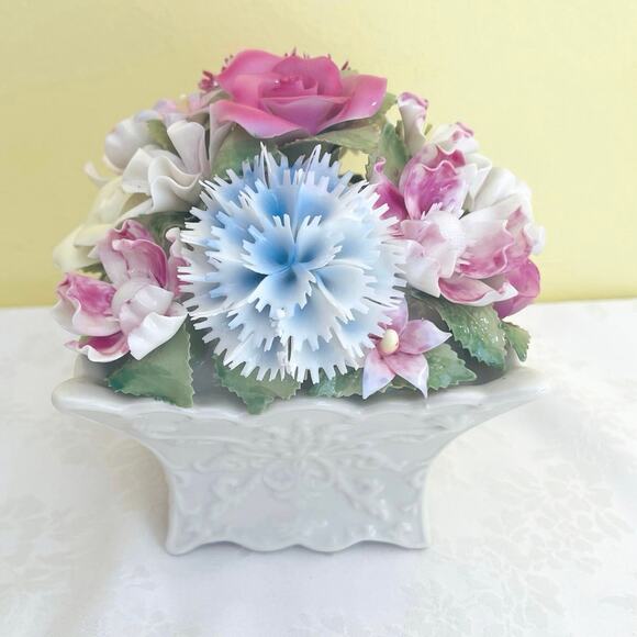 Porcelain Hand Painted Flower Bouquet Music Box Edelweiss Sound of Music 80085 - Picture 5 of 10